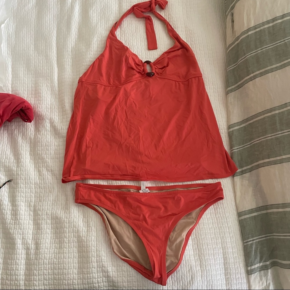 J CREW CORAL TANKINI IN FAB CONDITION
